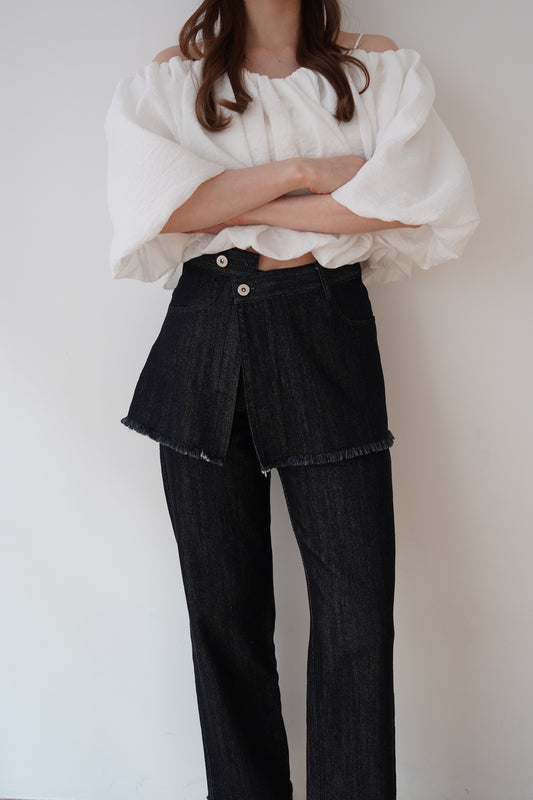 over skirt denim pants