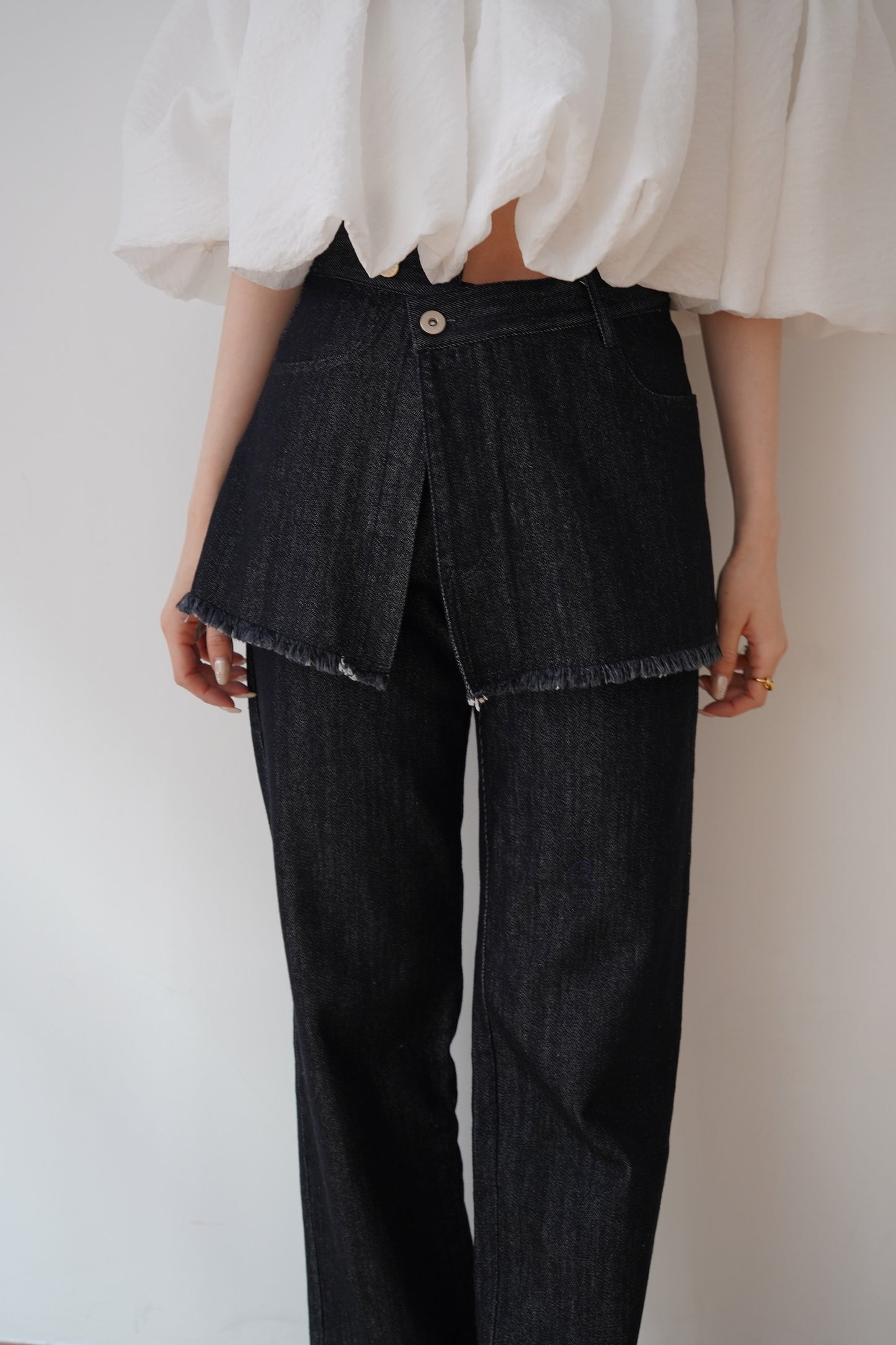 over skirt denim pants