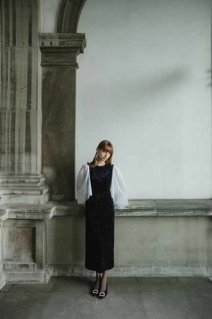 velour dot long dress