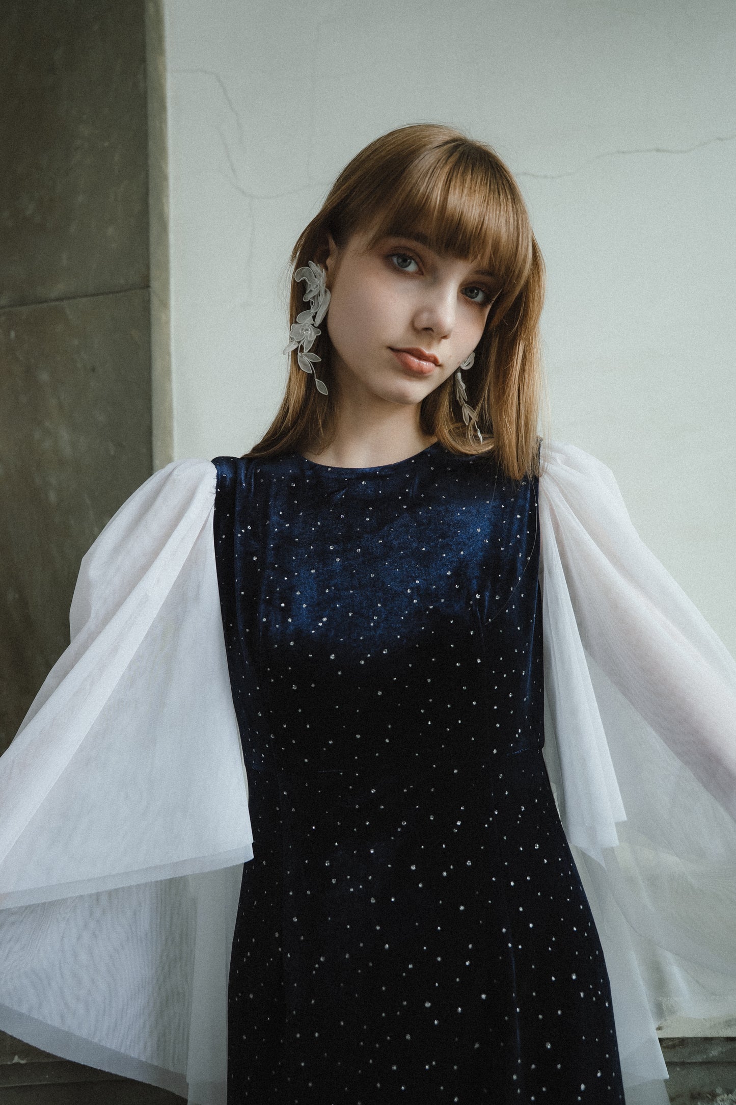 velour dot long dress