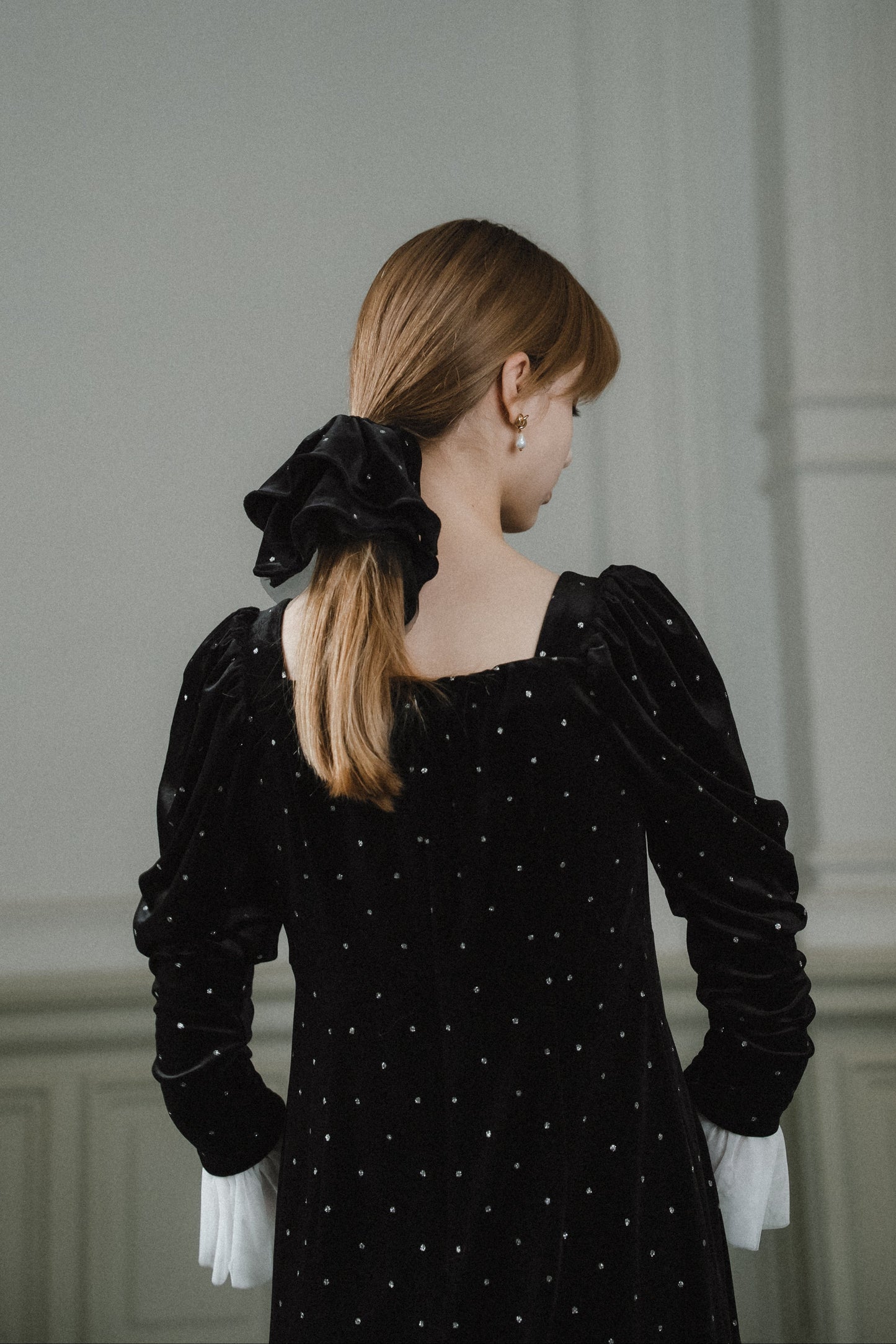 bijou dot velour scrunchie