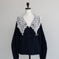 lace collar knit cardigan