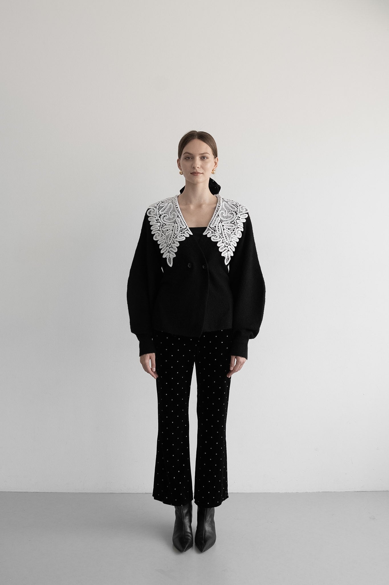lace collar knit cardigan – Acka online store