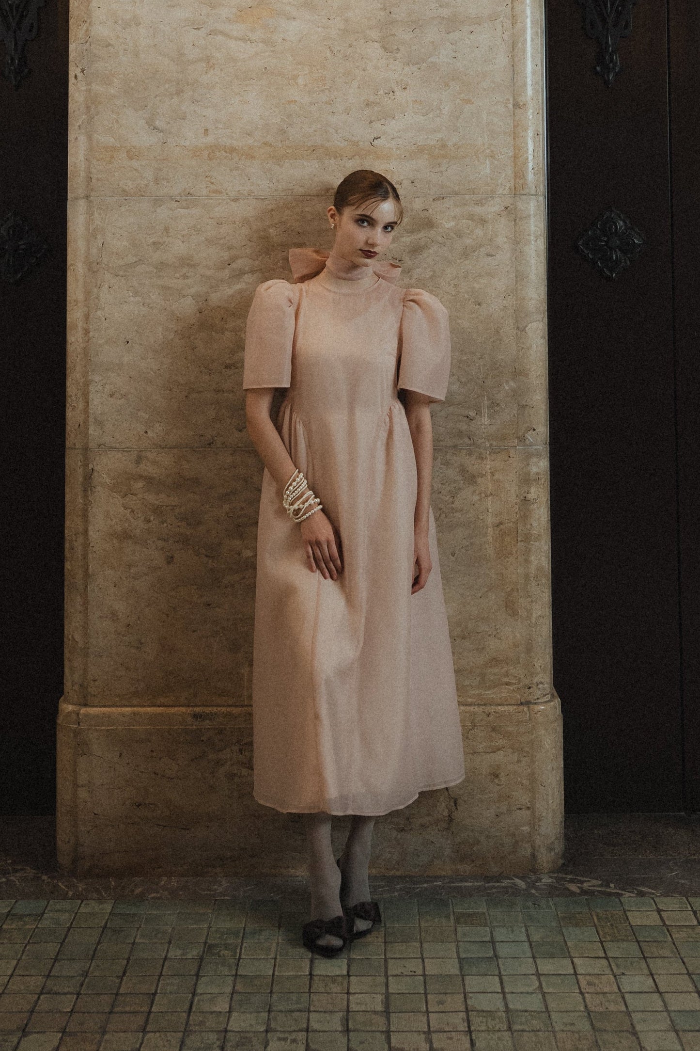 tulle choker flare dress