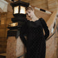 bijou dot velour frill dress