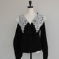 lace collar knit cardigan