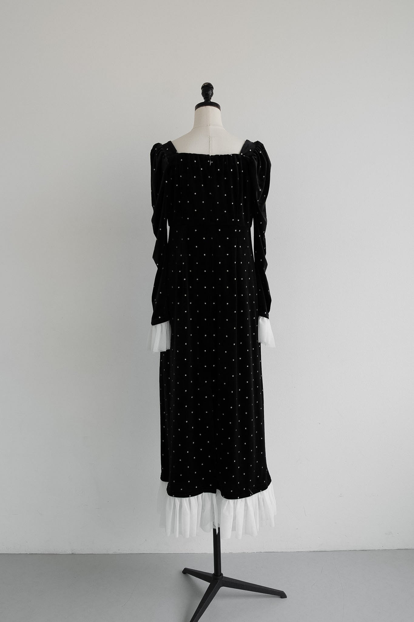 bijou dot velour frill dress