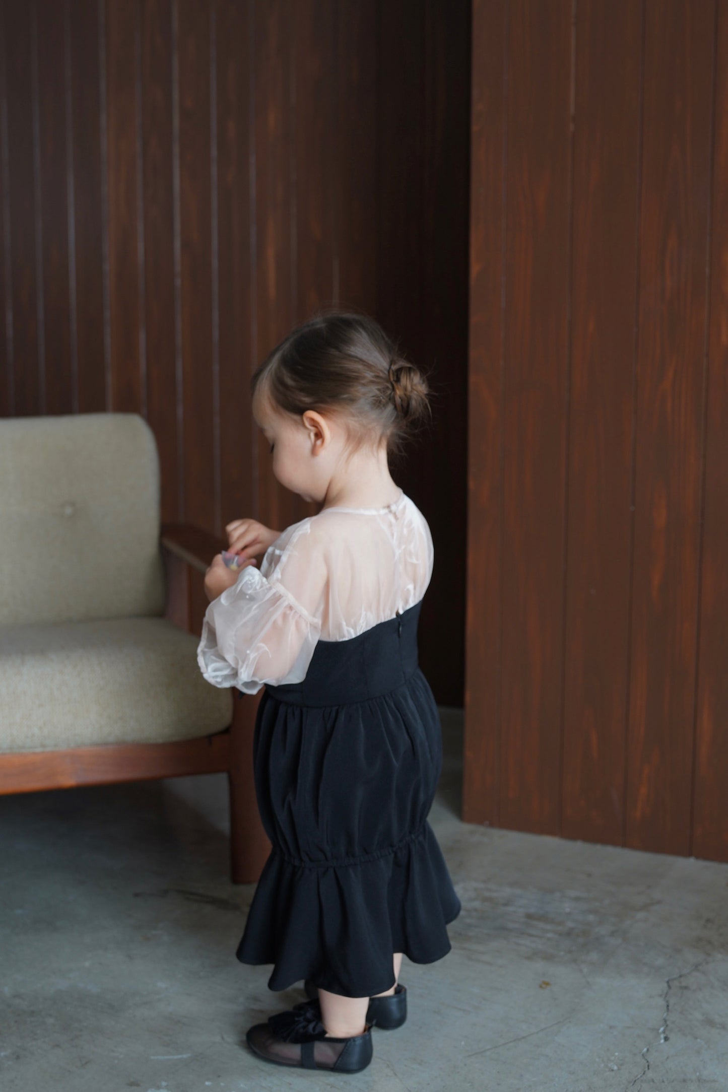 ［kids］sheer puff dress