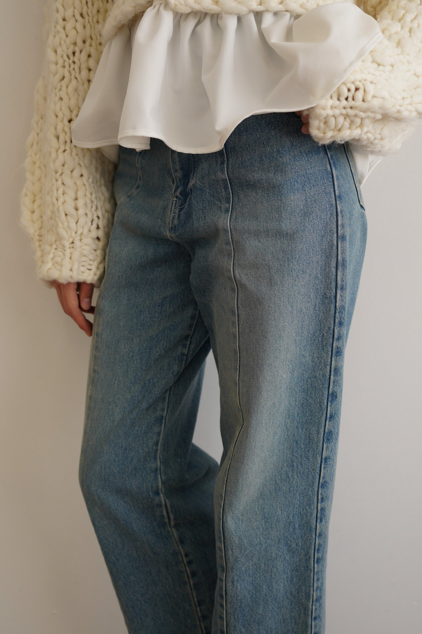 center line denim pants