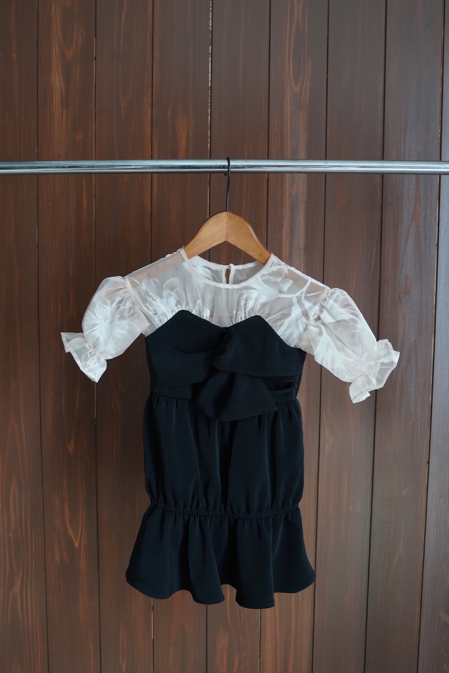 ［kids］sheer puff dress