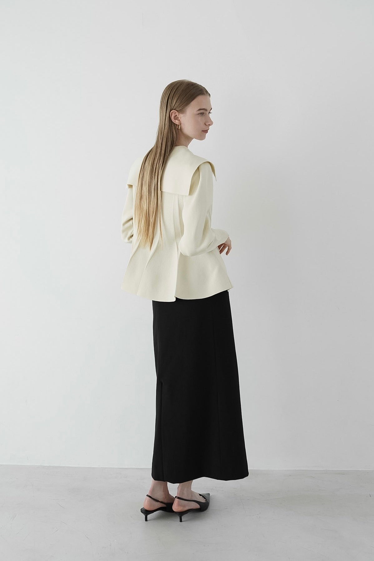 peplum zip knit tops