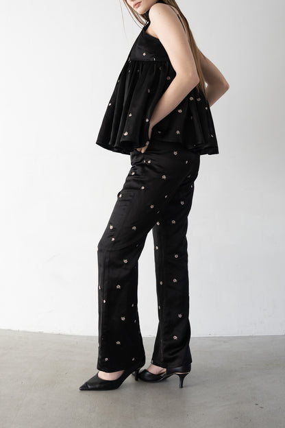 rose satin pants