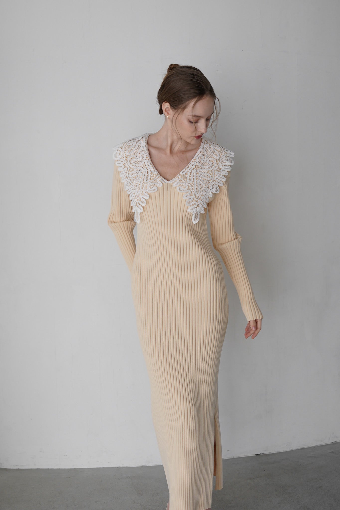 lace collar knit one-piece – Acka online store lace collar knit one-piece – Acka online store