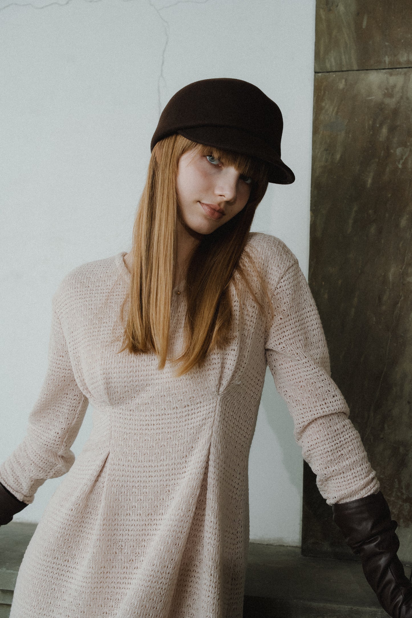 v neck lace knit one-piece