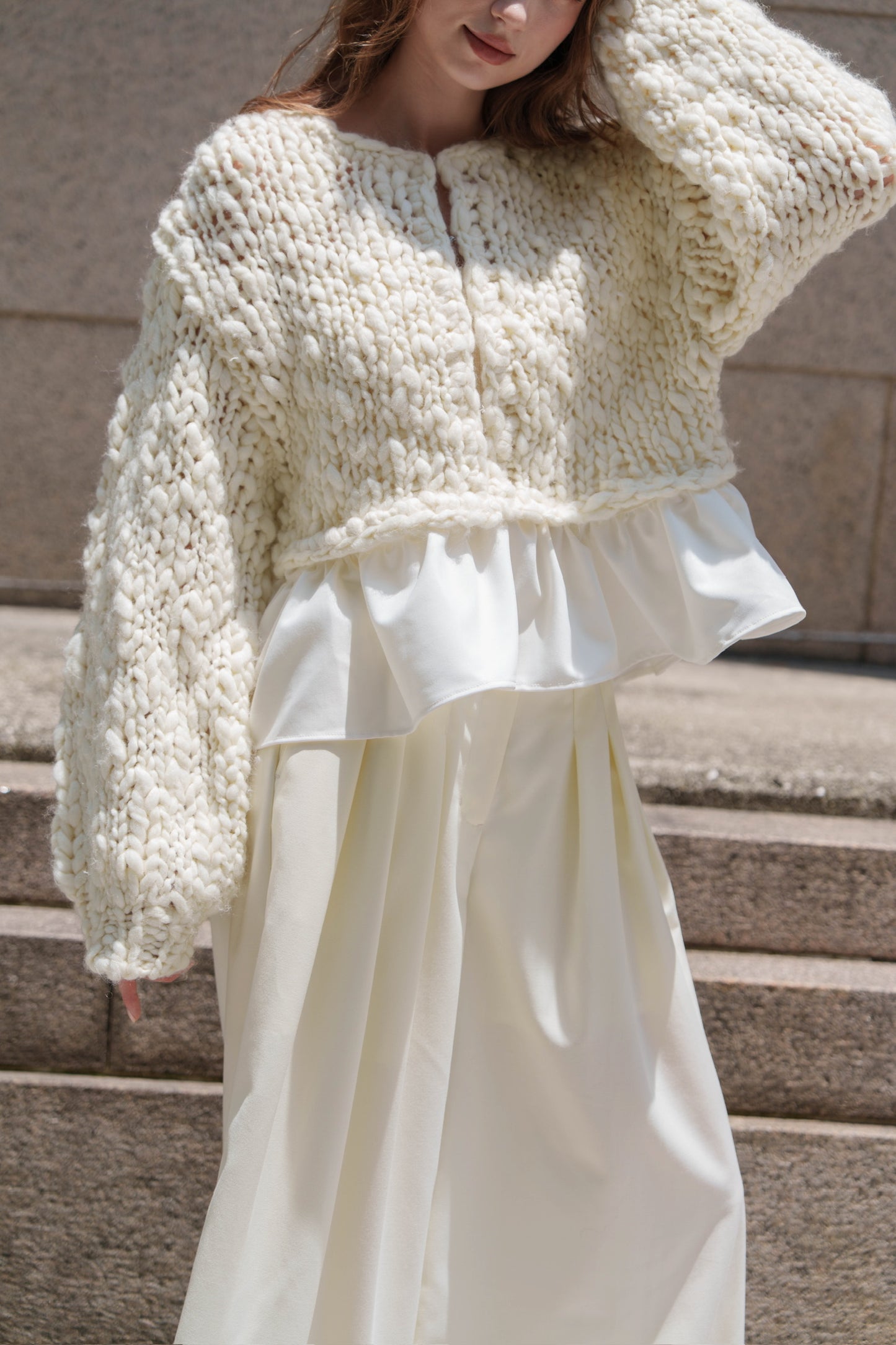 frill hand knit cardigan