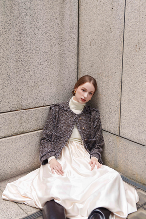 fringe tweed short jacket – Acka online store