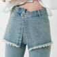 over skirt denim pants