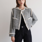 fringe tweed short jacket