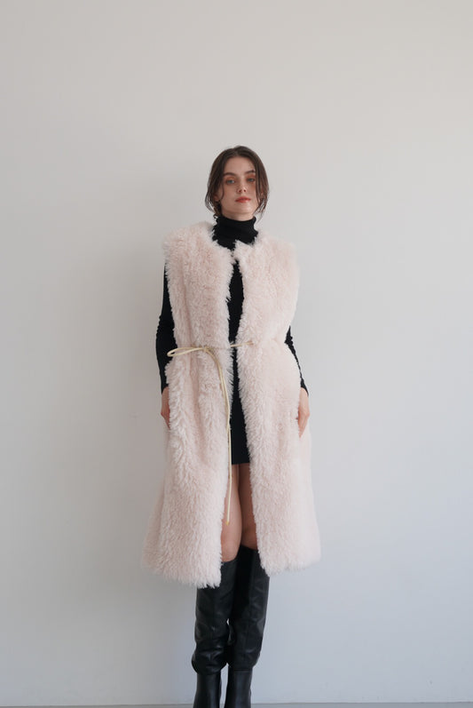 fur long vest