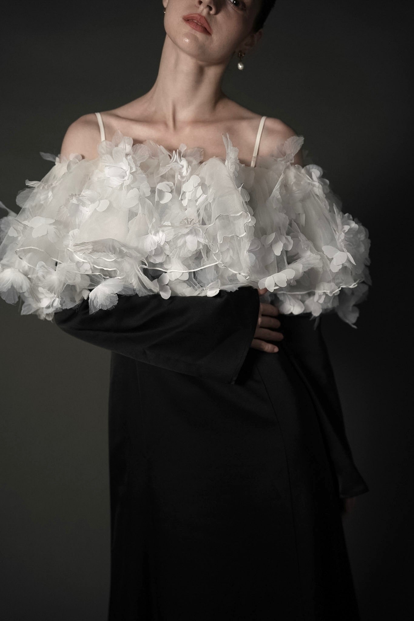 ［Édition］flower motif tulle dress