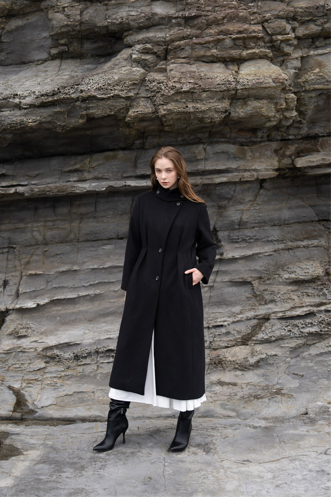 stand collar basic coat