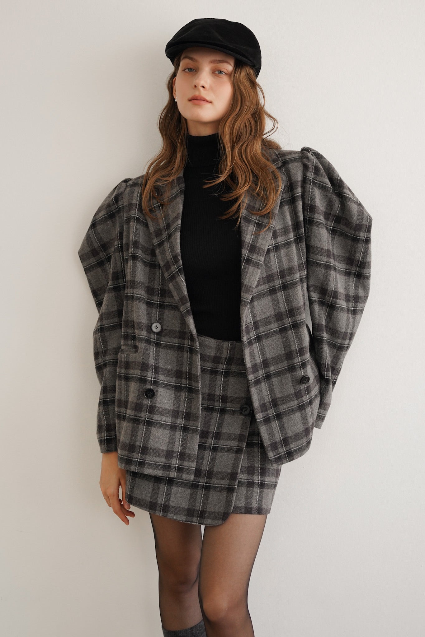 check double breasted jacket