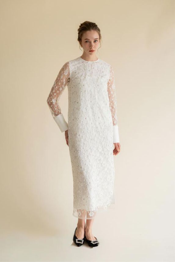 lace motif long dress