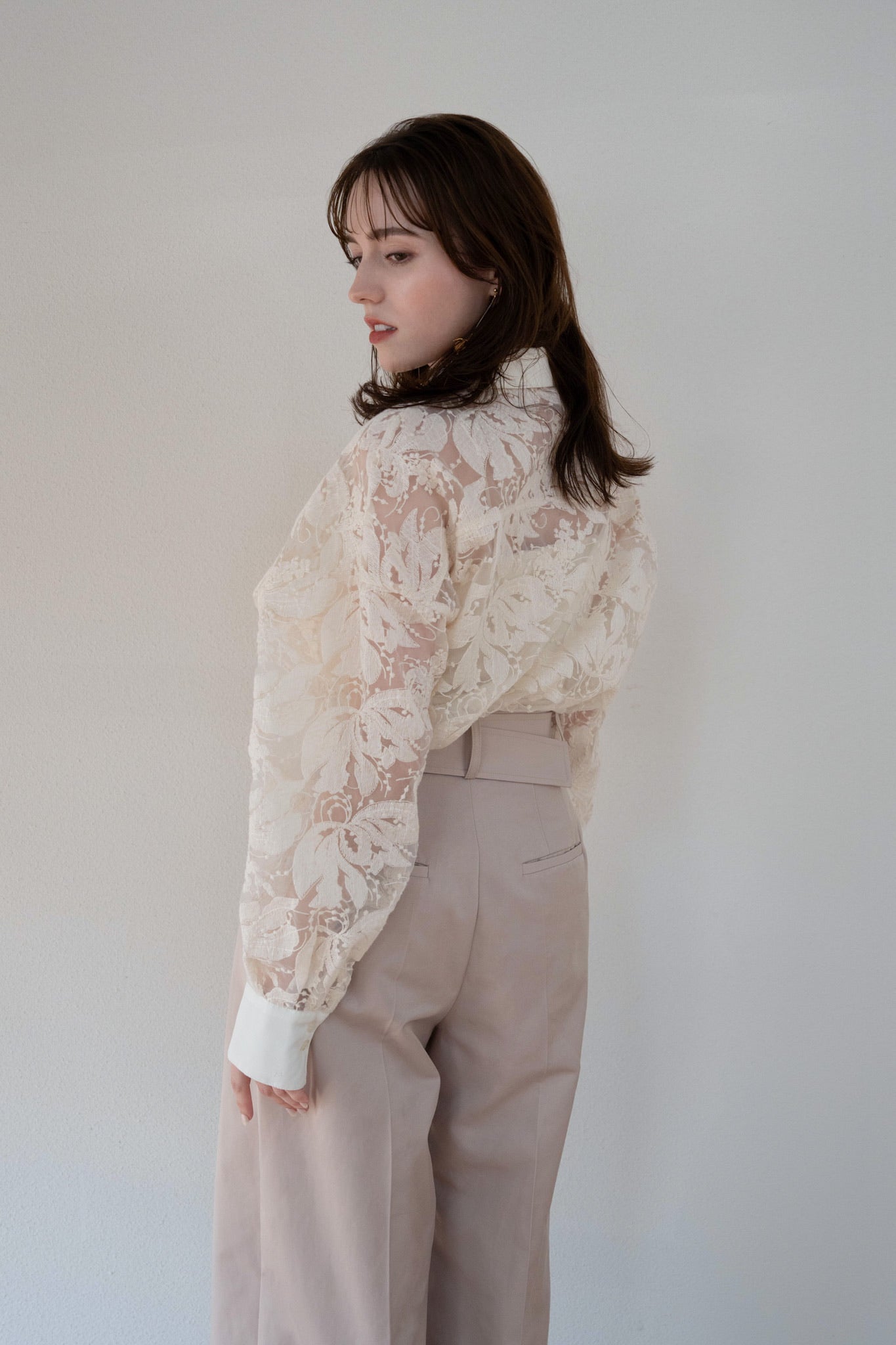 sheer embroidery shirt