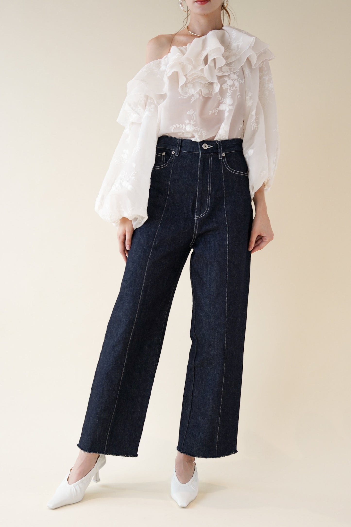 center line denim pants