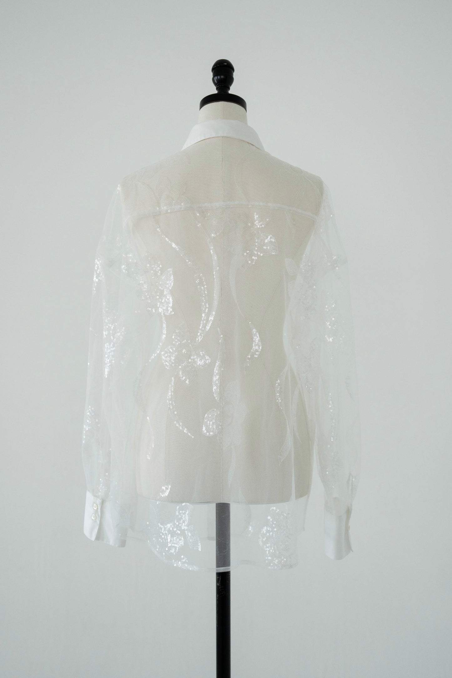 sequin flower sheer shirt