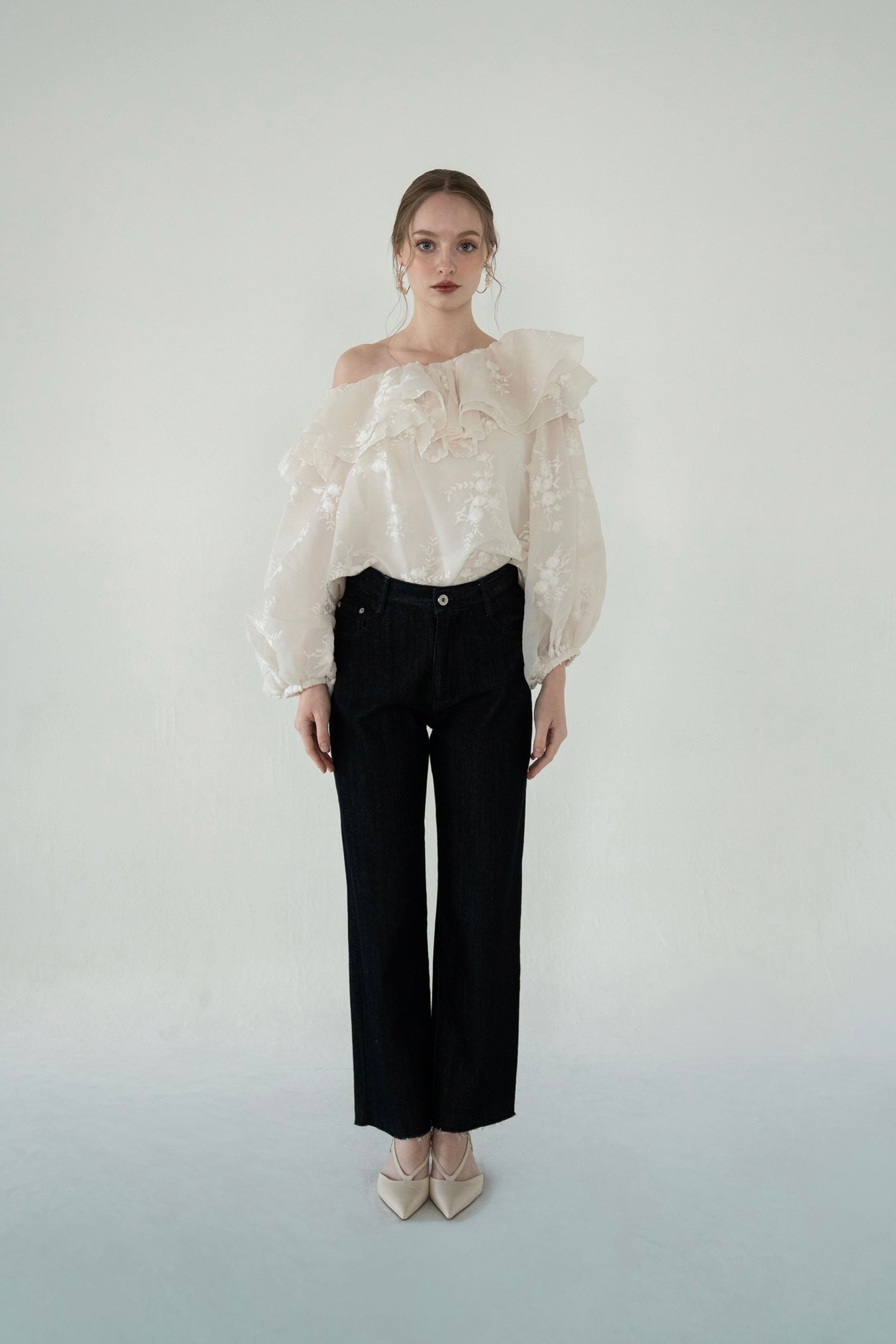 embroidery frill blouse