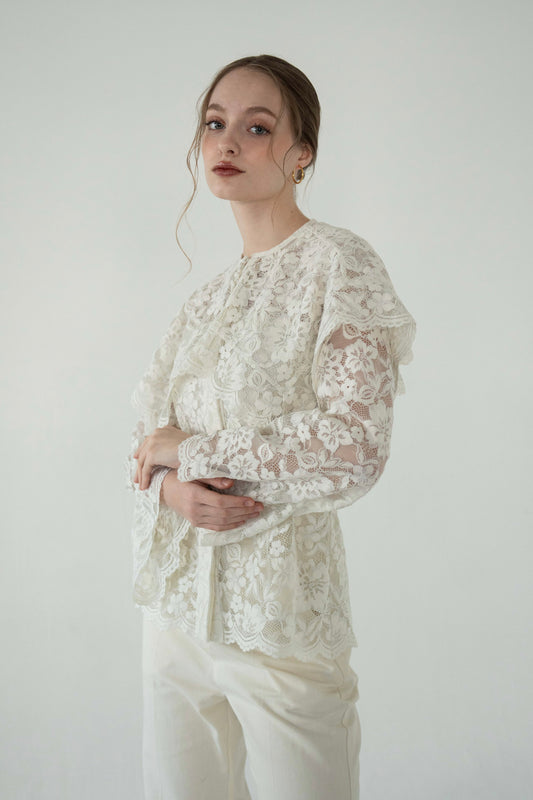 lace cape flare blouse