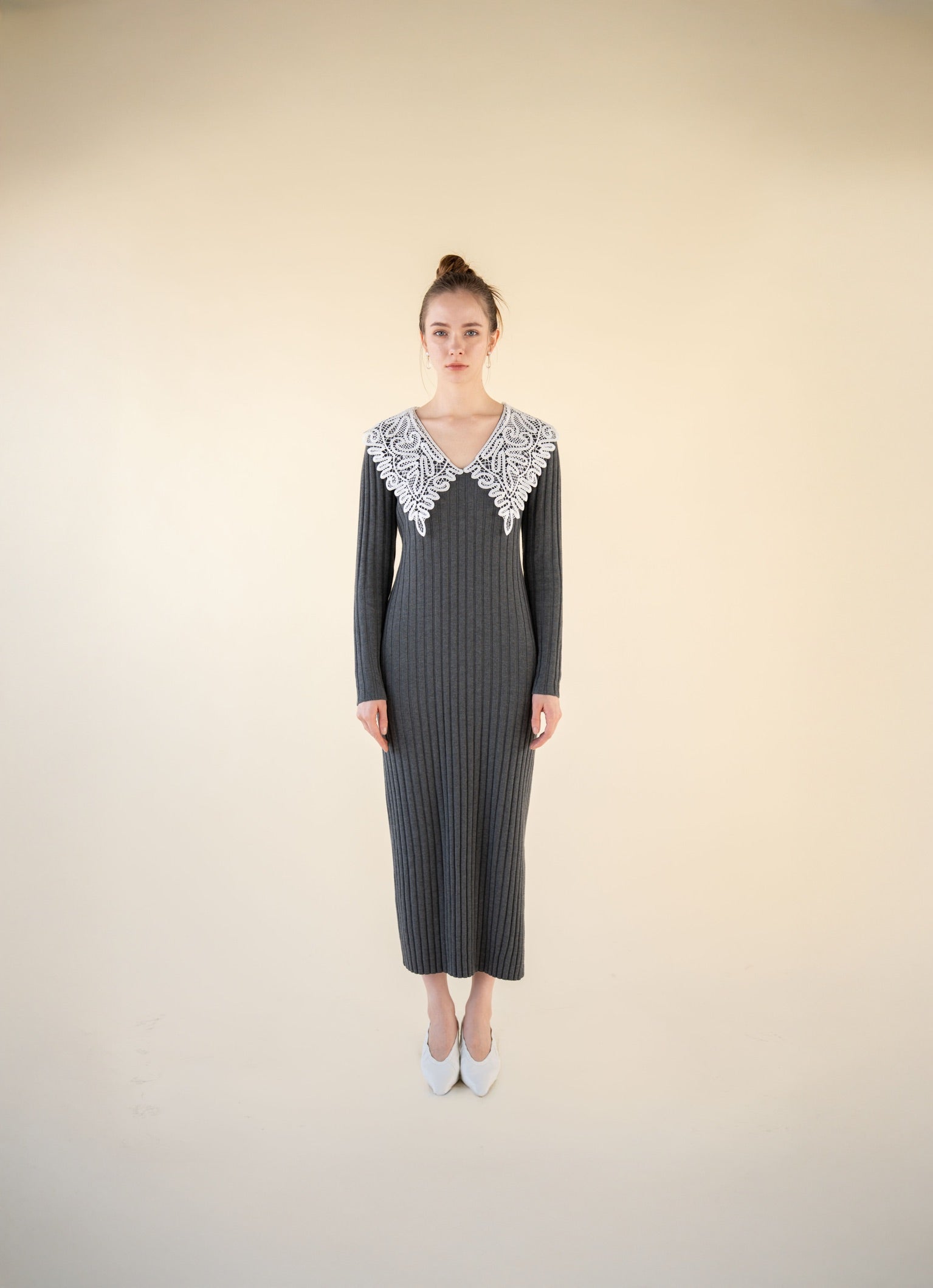 lace collar knit one-piece – Acka online store
