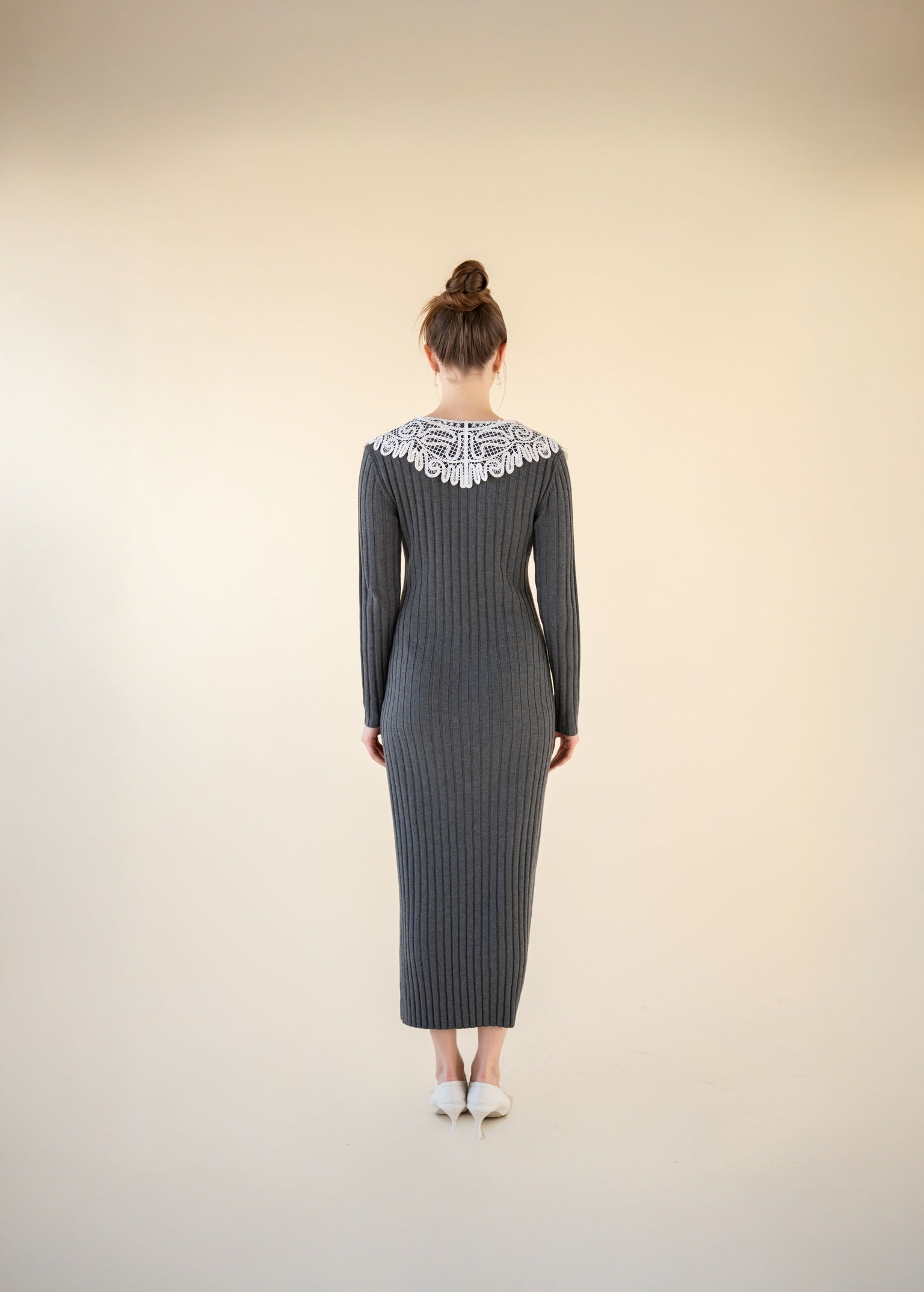 lace collar knit one-piece – Acka online store