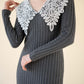 lace collar knit one-piece