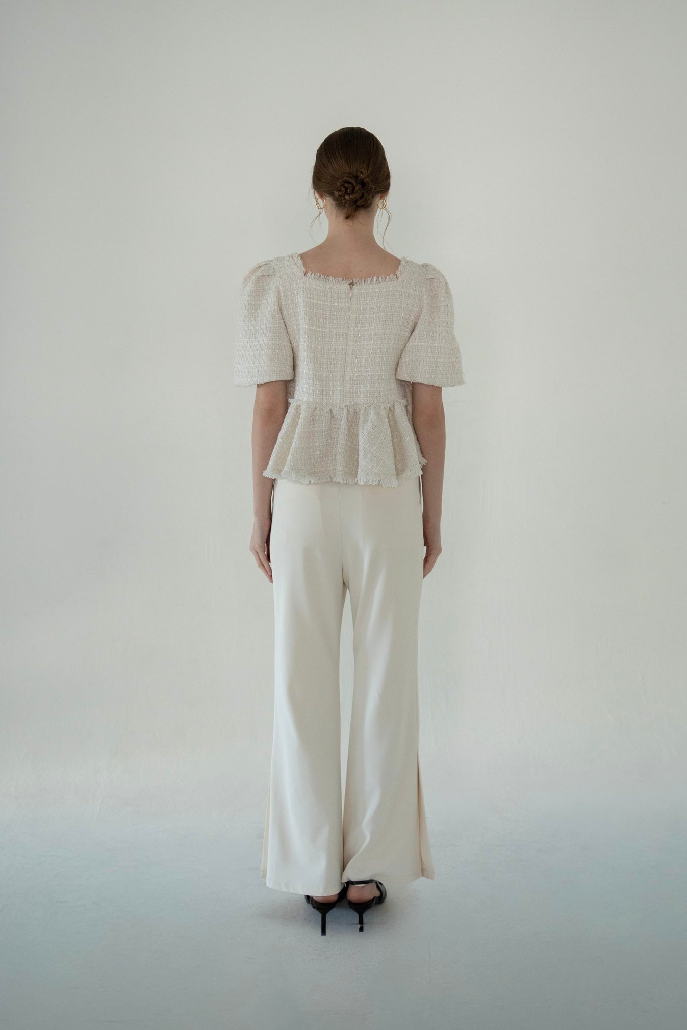 トップス NOUNLESS TAIL PEPLUM LADY TWEED TOP tweed peplum tops – Acka online store