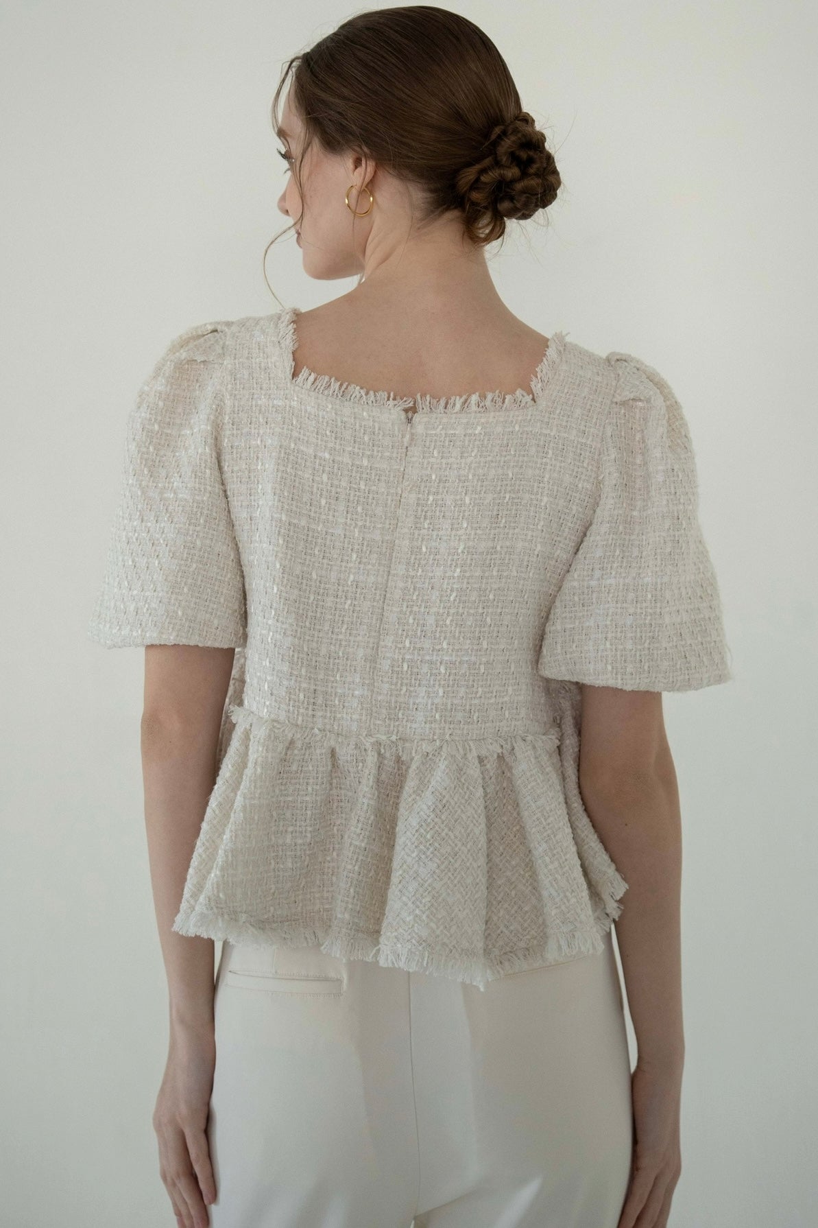 Acka tweed peplum tops トップス　半袖　ツイード tweed peplum tops – Acka online store