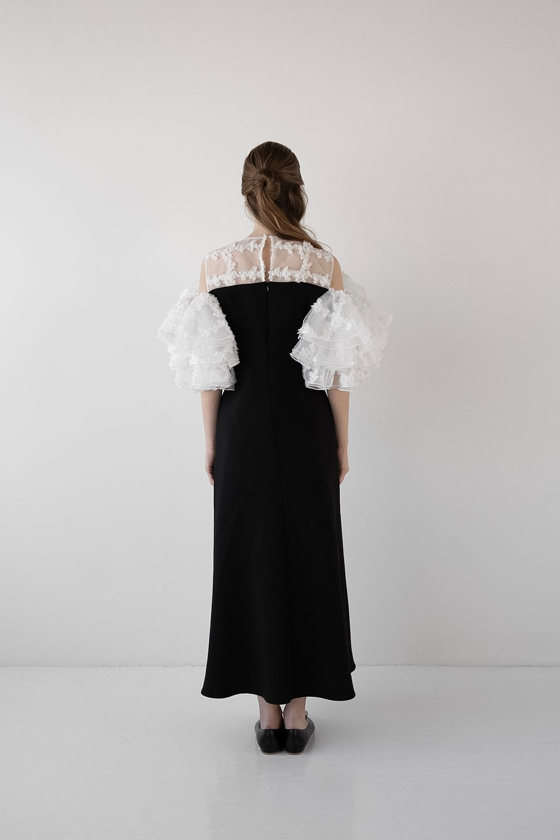 flower frill sleeve dress