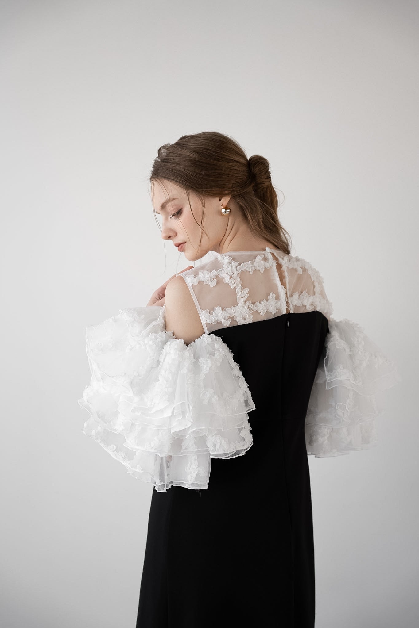 flower frill sleeve dress