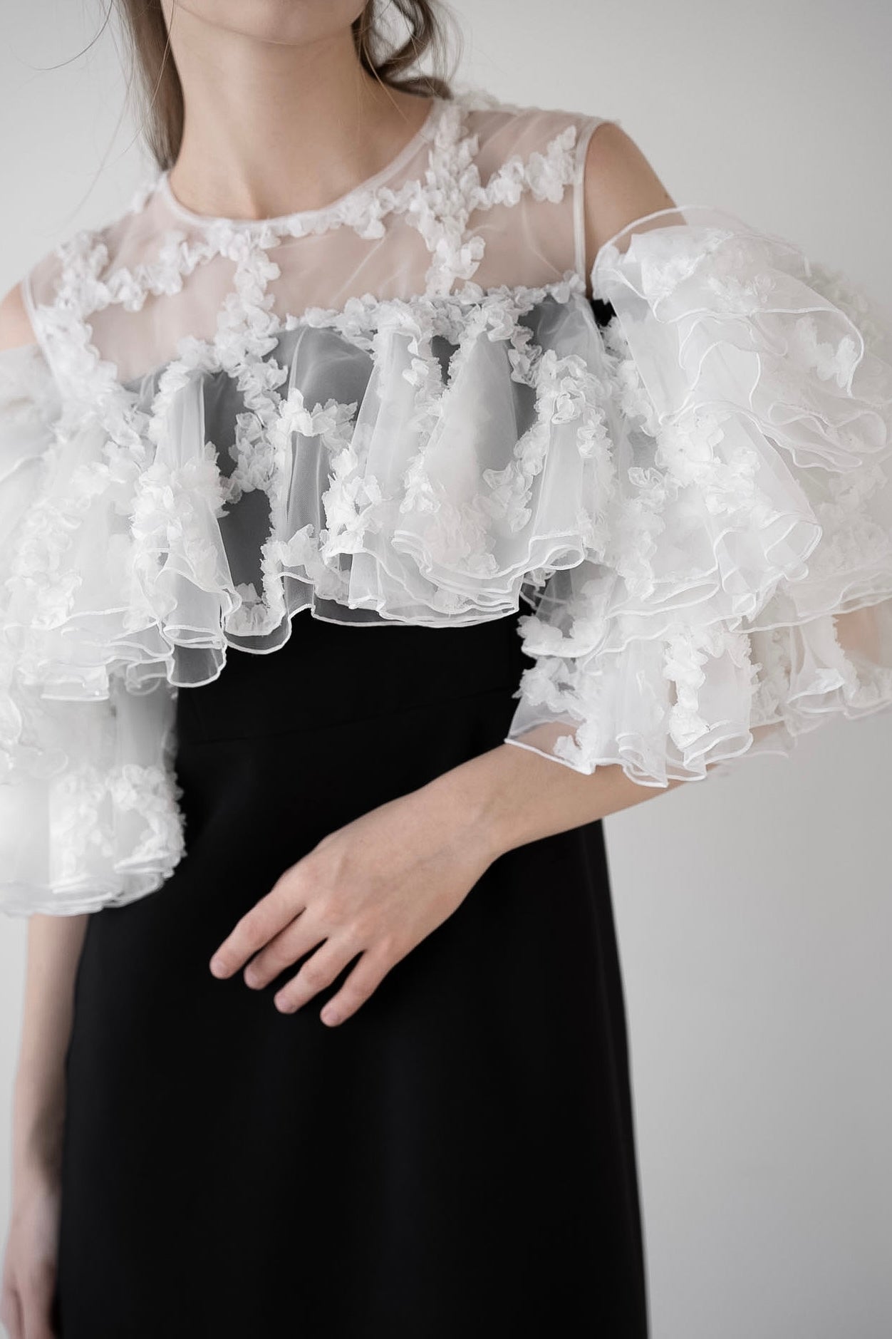 flower frill sleeve dress