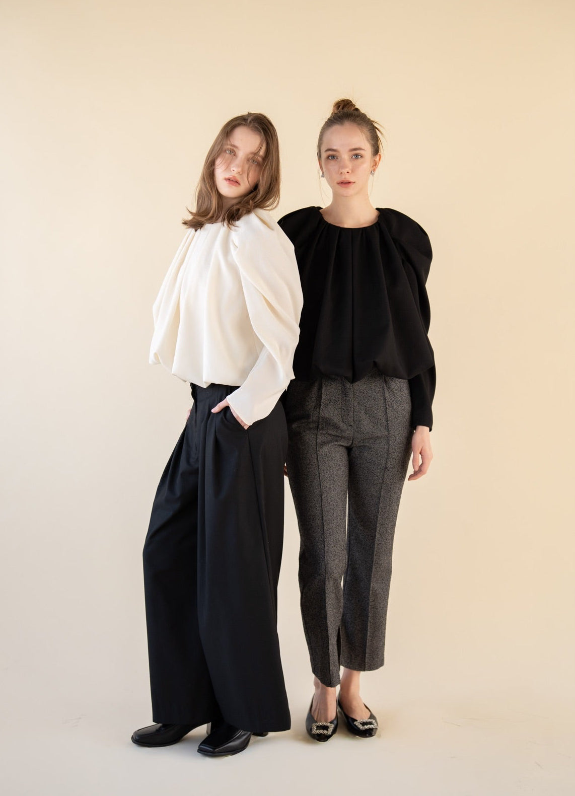 drape puff sleeve tops