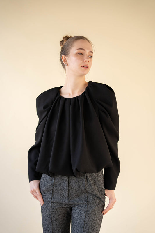 drape puff sleeve tops