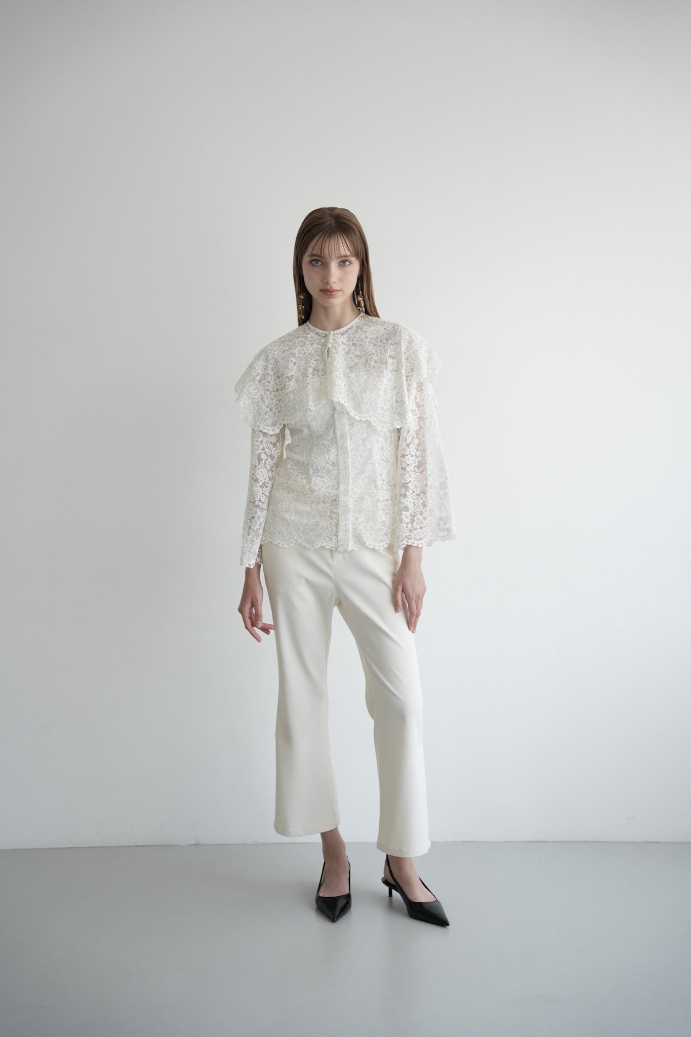 lace cape flare blouse