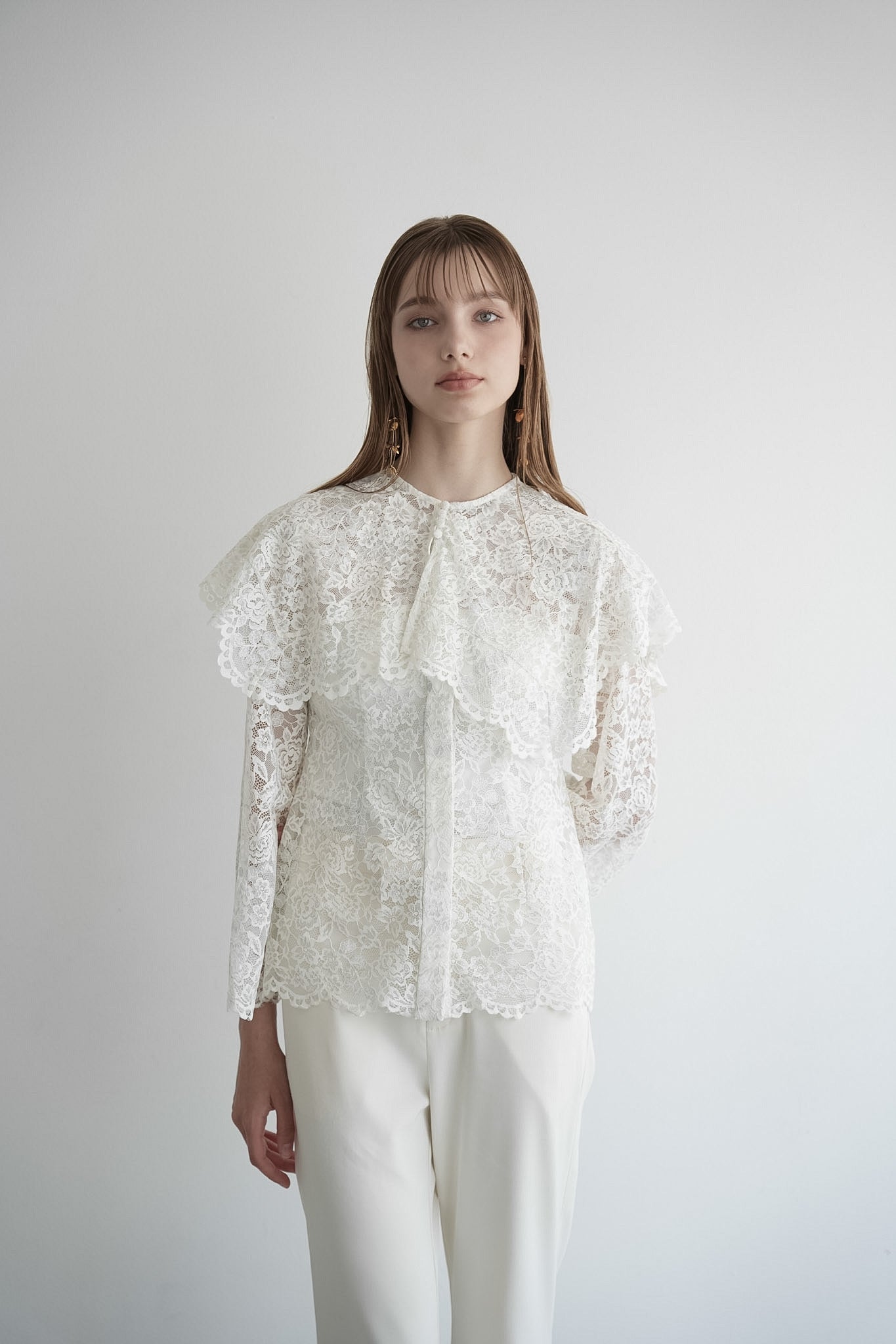 lace cape flare blouse