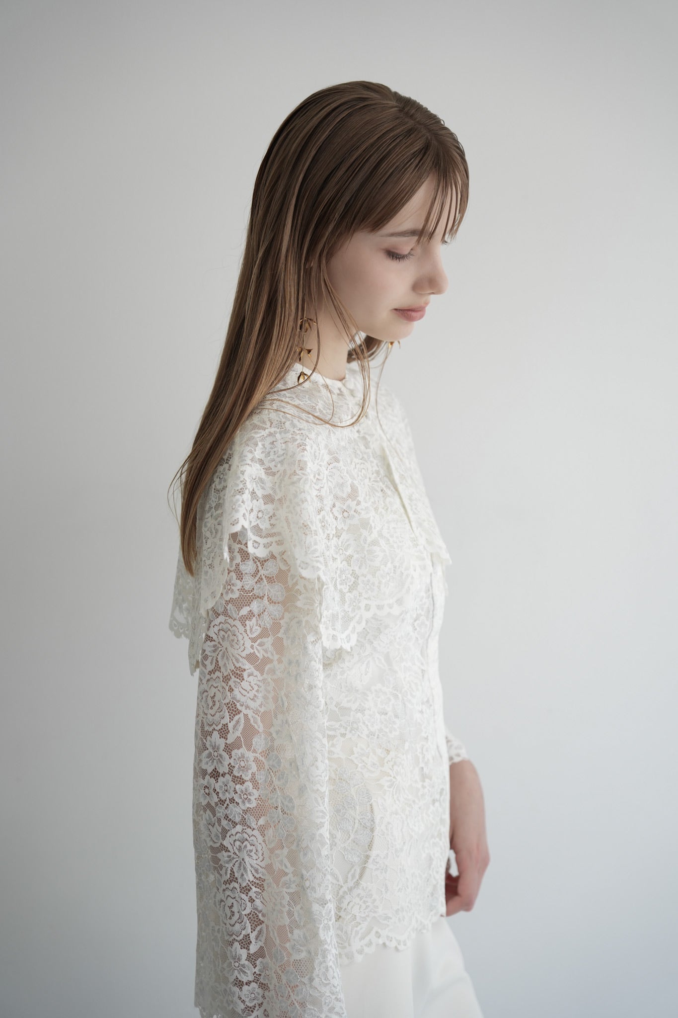 lace cape flare blouse