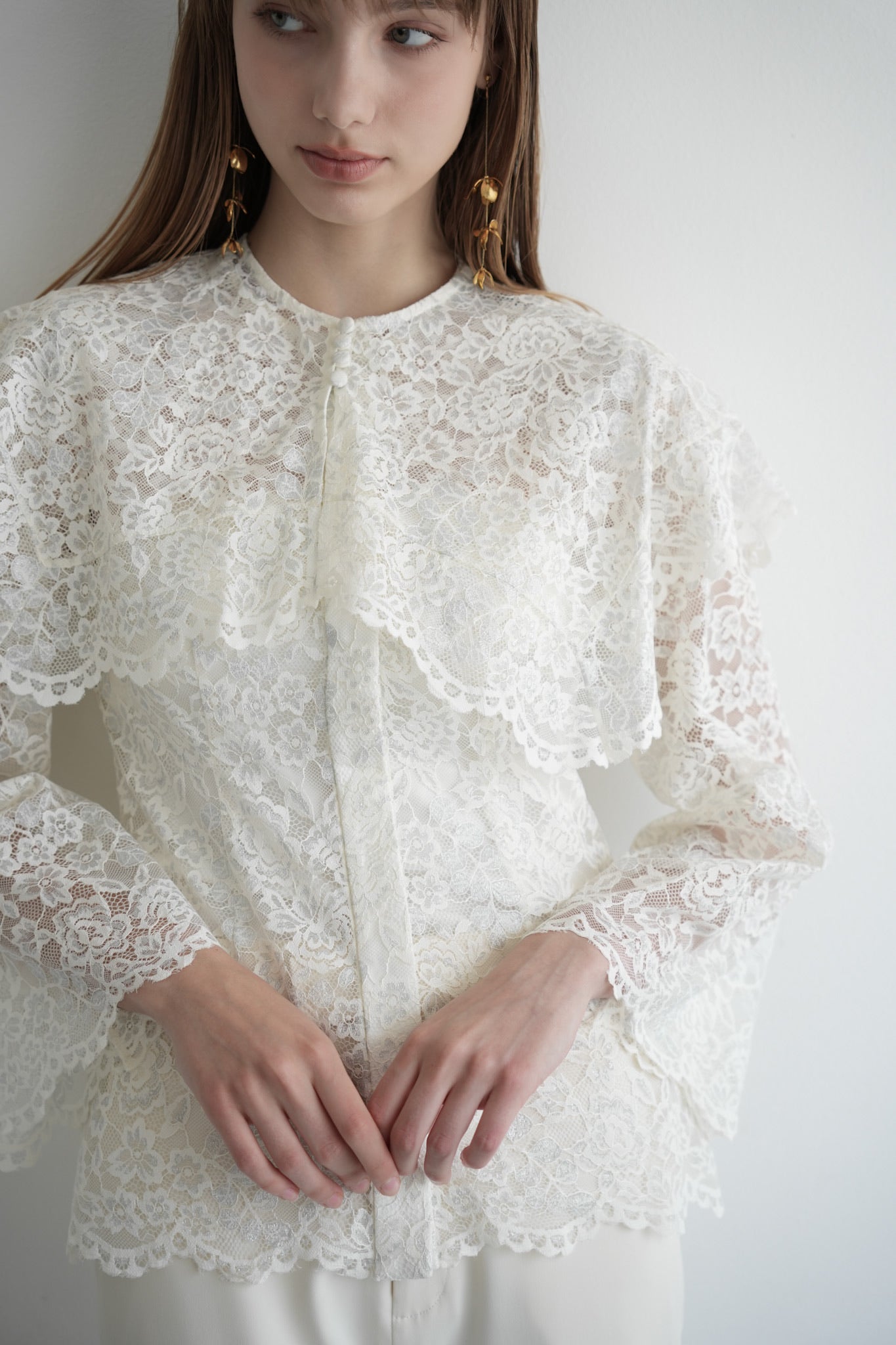 lace cape flare blouse