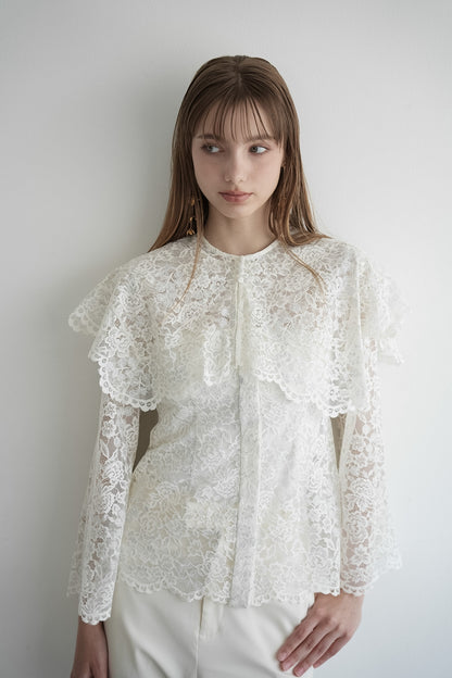 lace cape flare blouse