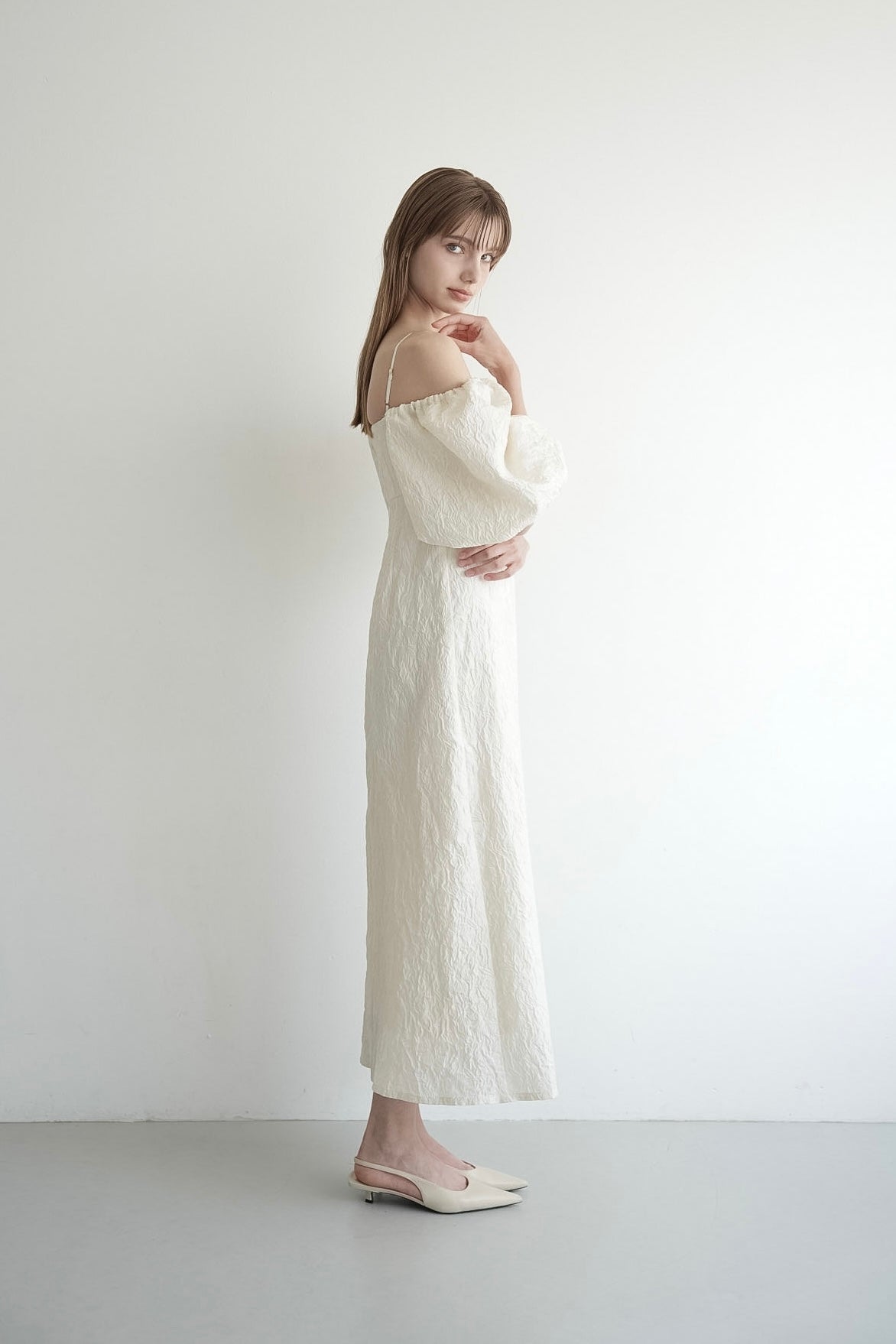 jacquard puff sleeve one-piece – Acka online store