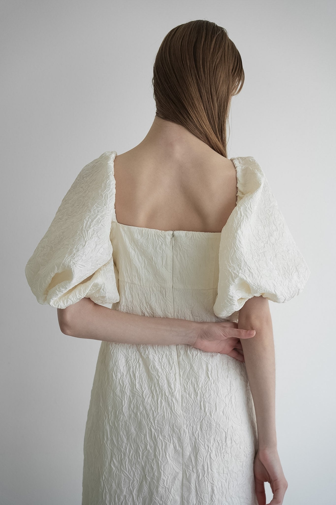 jacquard puff sleeve one-piece – Acka online store