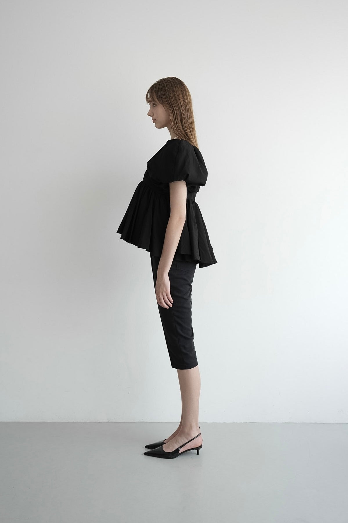 トップス circle tulle motif balloon peplum balloon peplum tops – Acka online store